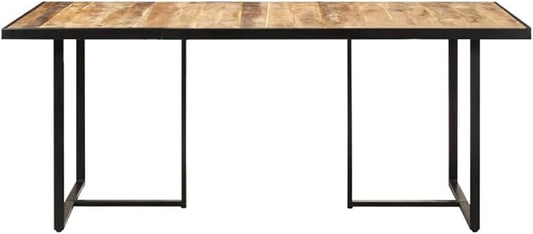 63 x 31.5 in Dining Table Solid Mango Wood Rectangular Dinner Room Kitchen Table Rustic Industrial Brown Seats 6 Easy Assembly for Modern Dining Area, Living Room Loft