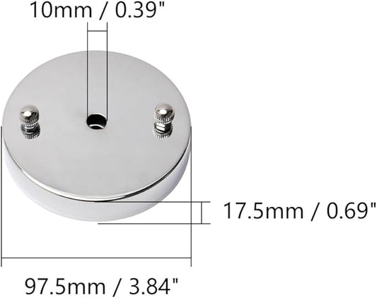 Bettomshin 1Pcs Chandelier Canopy Kit, 10x2cm/3.94x0.79(DxH) Iron Retro Ceiling Lighting Modern Canopy Kit Light Fixture Cover Plate with Hardware for Pendant Lighting Fixtures (Chrome Tone)