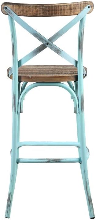 Bar Chair with High Backrest and Metal X Back Design for Kitchen Island or Home Bar