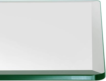 Dulles Glass 42 inch Square Glass Table Top - Tempered - 1/2" Thick Glass Surface, Safe Beveled Edge, Radius Corners, Multipurpose for Dining Table, Patio, Coffee and End Table