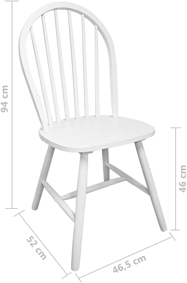 4-Piece White Rubber Wood Dining Chairs Set with Rounded Backrests, Farmhouse Kitchen Chairs for Dining Room and Home Decor