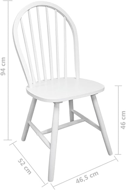4-Piece White Rubber Wood Dining Chairs Set with Rounded Backrests, Farmhouse Kitchen Chairs for Dining Room and Home Decor