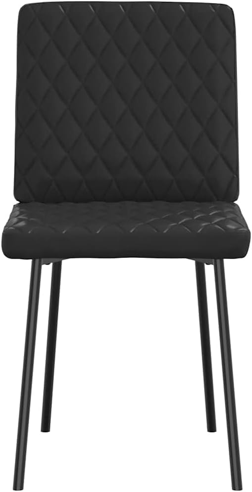 Modern Dining Chairs 2 Pack Black Faux Leather Upholstered Kitchen Chairs with Sturdy Metal Frame for Dining Room, Living Room, Bedroom