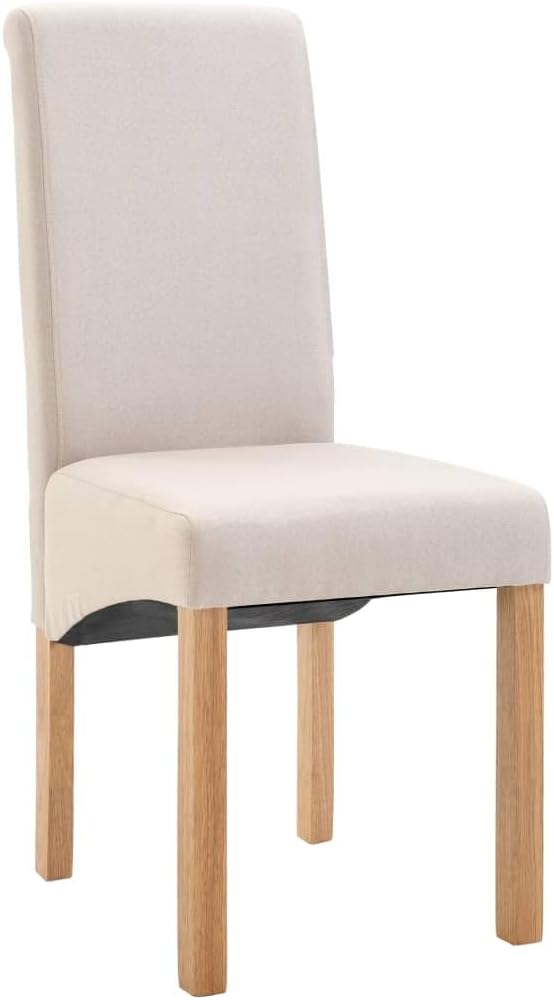 Modern 4-Piece Cream Fabric Dining Chairs Set with Wood Frame Ergonomic Design Rectangular Shape for Kitchen Dining Room and Living Room