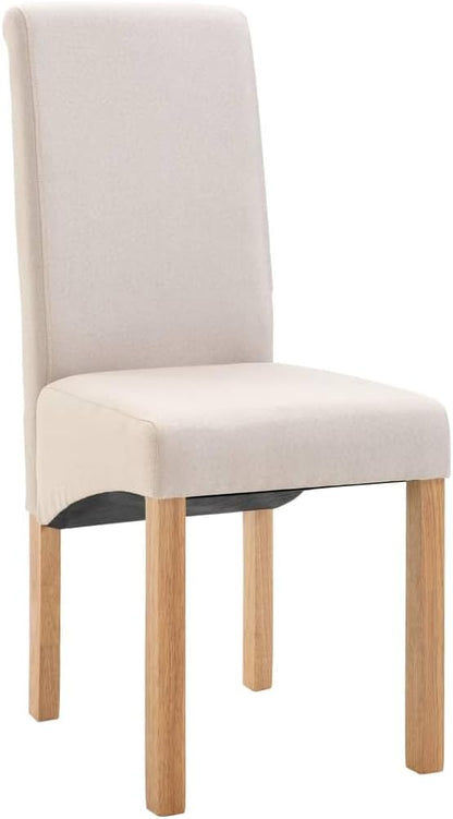 Modern Dining Chairs Set of 4 Cream Fabric Upholstered Farmhouse Kitchen Chairs with Wooden Frame for Dining Room Living Room, Ergonomic Design & Stable Construction
