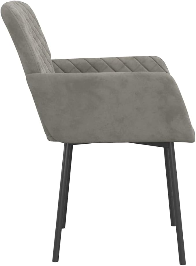 Light Grey Velvet Dining Chair Set of 2 Modern Accent Chairs Ergonomic 19W 16.9D 17.3H for Kitchen Dining Room Living Room Small Space Comfortable Upholstered Seat