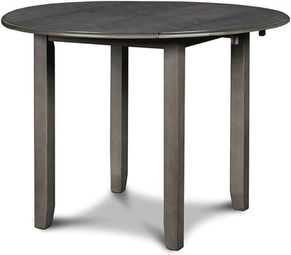 New Classic Furniture Gia 3-Piece Drop Leaf Dining Table Set with 2 Chairs, 42-Inch, Gray