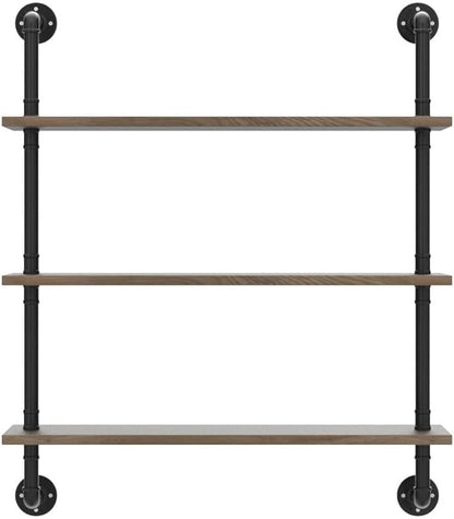 HDDFER Pipe Shelves Industrial Pipe Shelving Shelves Real Wood Industrial Floating Pipe Shelves with Wood Planks 36 inch Wall Shelves Rustic Hanging Bookshelf Farmhouse Kitchen Bar Shelving