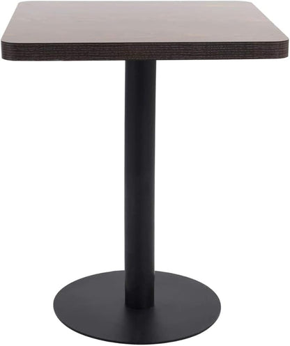 Dark Brown Bistro Table 23.6x23.6 Inch MDF Top with Steel Base Compact Dining Table for Small Spaces Kitchen Island Breakfast Nook