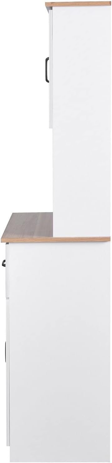 White Cupboard, Freestanding Multifunctional Kitchen Pantry Storage Cabinet with Drawers, Doors and Adjustable Shelf