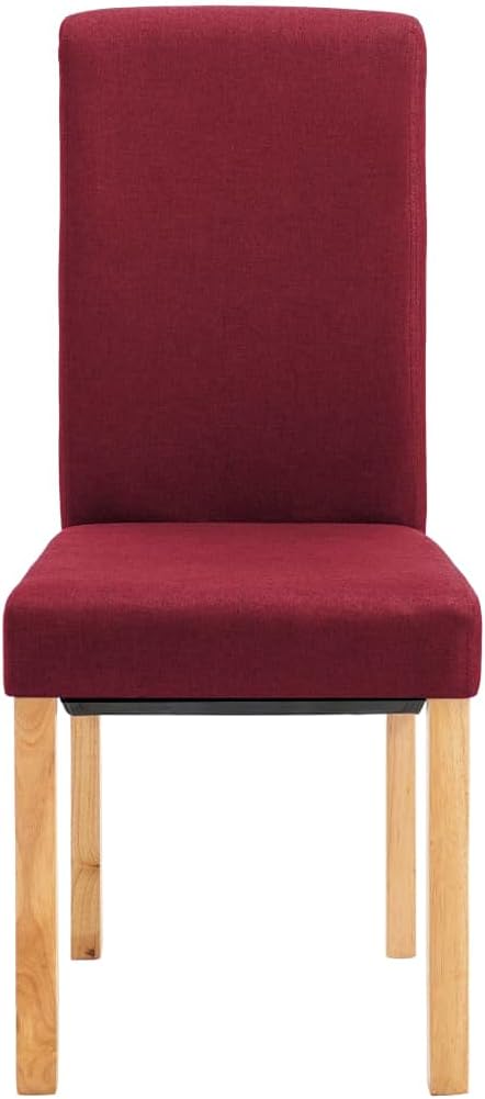 Modern Dining Chair Set of 4 Red Fabric Wooden Frame Ergonomic Comfortable Design for Dining Room Kitchen Living Room Accent Furniture