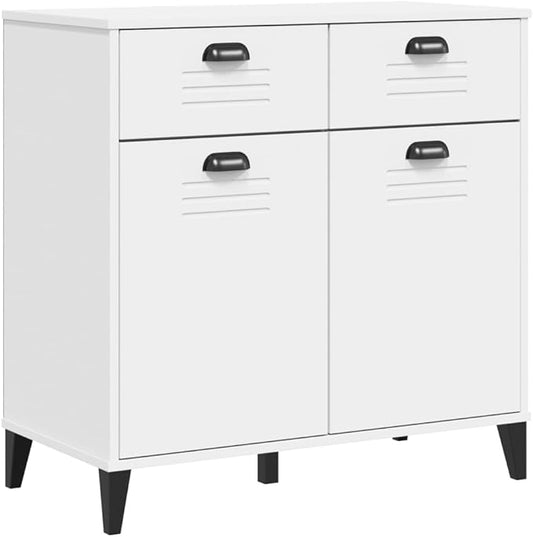 White Storage Sideboard Cabinet, Engineered Wood, 31.5x31.5x31.5 Inch, Modern Rectangular Buffet with Drawers for Living Room, Dining, Hallway Kitchen Furnitur
