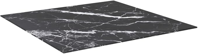 31.5 x 31.5 inch Square Tempered Glass Table Top in Black White Marble Design, Modern Indoor Dining Coffee Countertop Tabletop for Living Room Kitchen and Office