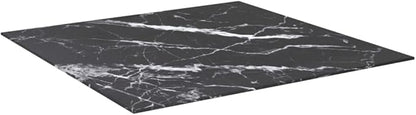 31.5x31.5 in Tempered Glass Table Top Black White Marble Design Square Durable Countertop for Dining Coffee Living Room