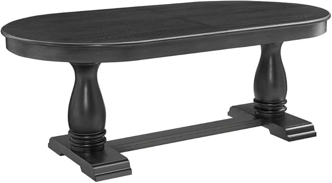 Mid-Century Modern Extendable Dining Table for 4-8, Expandable Space-Saving Kitchen Table with Leaf, Heavy-Duty Wood Finish Furniture for Dining Room, Small Apartment & Family Gatherings (Black)