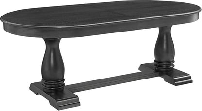 Mid-Century Modern Extendable Dining Table for 4-8, Expandable Space-Saving Kitchen Table with Leaf, Heavy-Duty Wood Finish Furniture for Dining Room, Small Apartment & Family Gatherings (Black)
