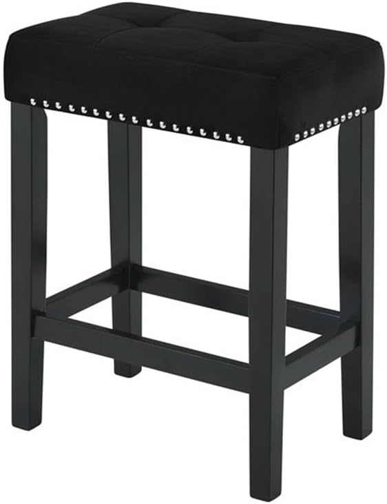 New Classic Furniture Celeste Faux Marble Theater Bar Table with 3 Bar Stool Set, Black Velvet with Black Base