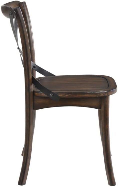 JUSTONE Set of 4 Cross Back Chair, Dining Chair Furniture 2-Pack, Sturdy X-Back Chair Wooden Chairs for Kitchen, Dining Room- Dark Oak & Black