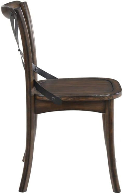 JUSTONE Set of 4 Cross Back Chair, Dining Chair Furniture 2-Pack, Sturdy X-Back Chair Wooden Chairs for Kitchen, Dining Room- Dark Oak & Black