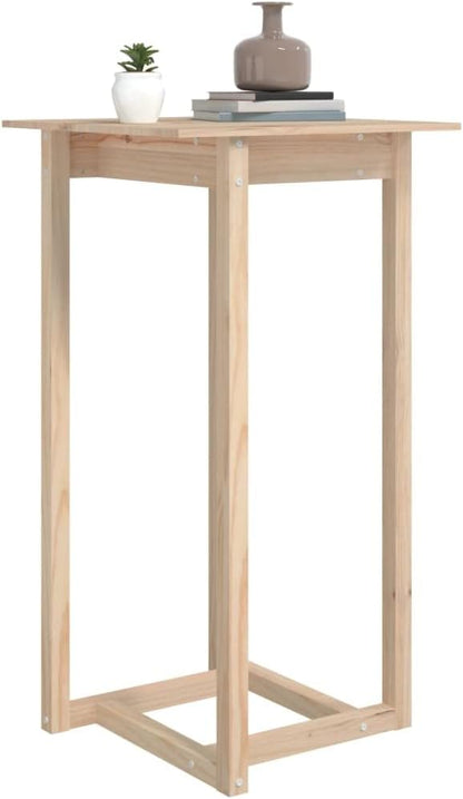 Natural Pine Wood Bar Height Table, Rustic Square Design, 23.6x23.6x43.3in Medium Size for Kitchen and Dining Room, Indoor Outdoor Dinner Gatherings & Entertaining