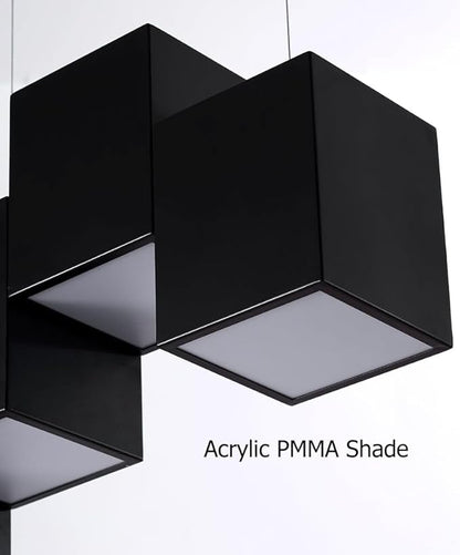 Modern Black Kitchen Island Lighting, Linear Chandeliers for Dining Room 6-Light Square Ceiling Hanging Pendant Light