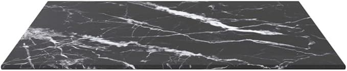 Tempered Glass Tabletop 19.7” Square Black Marble Design Durable Countertop for Coffee Dining Side Tables Indoor Living Room Bedroom
