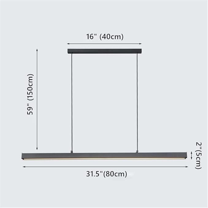 3000k-6000kModern Ceiling Pendant Light with Remote Control, Linear Chandelier Dining Light Fixture for Kitchen, Living Room, Dining Room (Dimming, 31.5inch)
