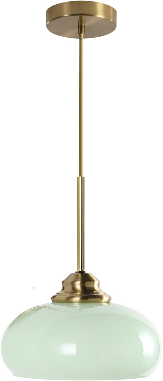 KCO Lighting Nordic Green Glass Pendant Light Dining Room Hanging Light Fixture Gold Brass Mid Century Modern Kitchen Island Lights