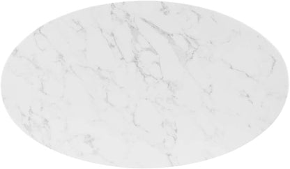 Modway Verne Oval Artificial Marble 48" Dining Table in Gold White