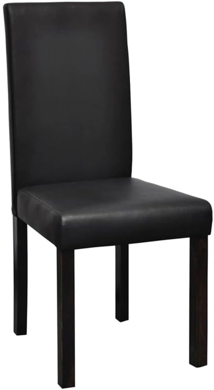 Set of 4 Black Modern Dining Chairs Wooden Frame Faux Leather Padded Seats Indoor Furniture for Kitchen Dining Room Living Room