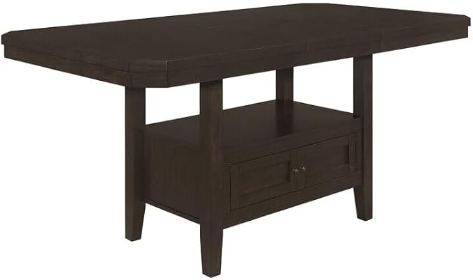 HomeStock Counter Height Table with Storage ' Rectangular Kitchen Dining Table ' Cappuccino Finish