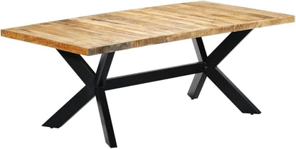 Industrial Dining Table, 78.7"x39.4"x29.5", Solid Mango Wood, Metal Hairpin Legs, Seats 6