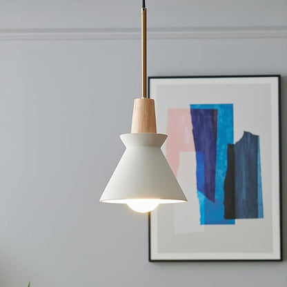 7.5'' Concrete Pendant Lights Kitchen Island Hanging Lights Unique Pinecone Lampshade Industrial Chandelier Nordic Cement Pendant Light for Dining Room, Bedside, Kitchen,Hallway, 1Pcs, White