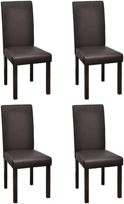 4-Pack Brown Dining Chairs, Faux Leather & Wood Frame, 16" Seat, Kitchen/Living Room Side Chairs, Easy Assembly