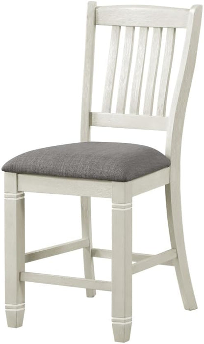 Counter Height Dining Chairs with Wood Frame and Textured Fabric Seat for Kitchen Island Use