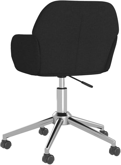 Modern Swivel Dining Chairs 2-Pack Black Fabric Upholstered Accent Chairs with 360-Degree Rotation for Kitchen Living Room Bedroom Vanity