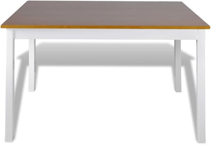 5-Piece Dining Table Set with Chairs, Small Kitchen Table Set for 4, Brown & White Lacquered Pine Wood Furniture, Compact Bistro Set for Dining Room, Kitchenette, Apartment