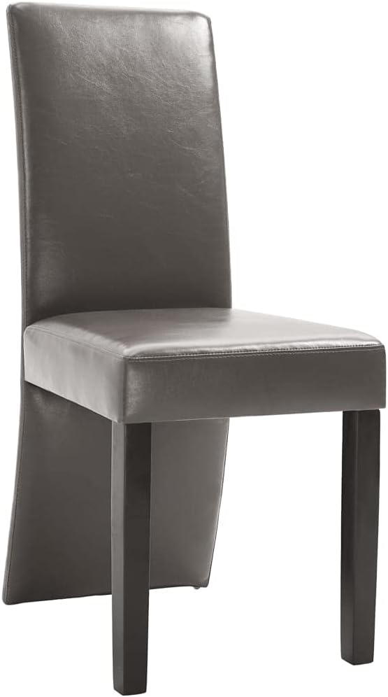 Dining Chairs 4 pcs Modern Farmhouse Design Gray Faux Leather Upholstery High Back Ergonomic Comfort Wooden Legs for Kitchen Dining Room Living Room