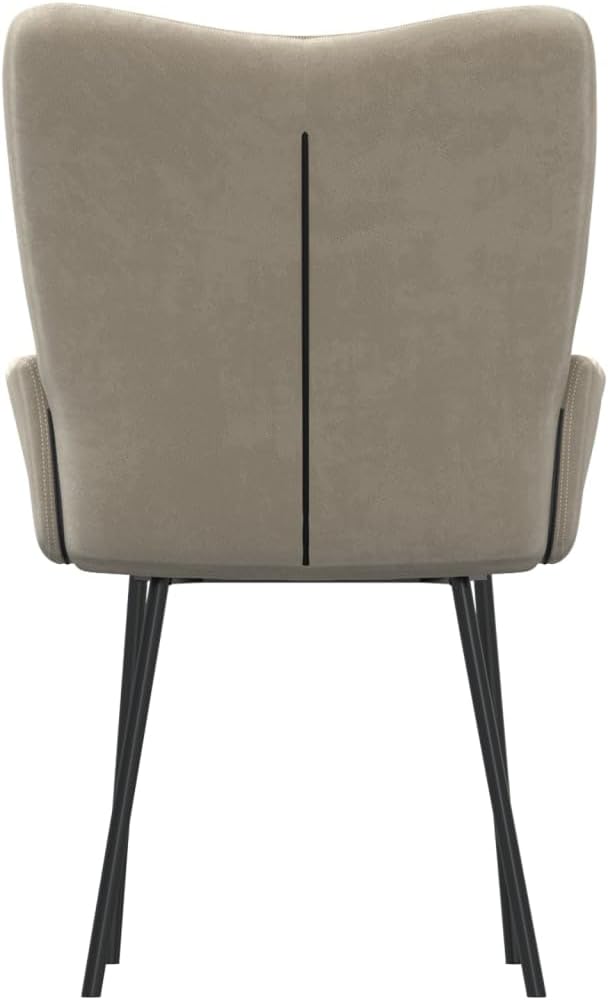Set of 2 Light Grey Velvet Dining Chairs with Padded Armrests Modern Furniture for Kitchen Dining Room Comfortable Indoor Seating