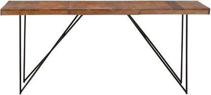 Industrial Dining Table 70.9x35.4 in Solid Acacia Wood & Steel Large for 6 Rectangular Kitchen Room Furniture Extendable Look