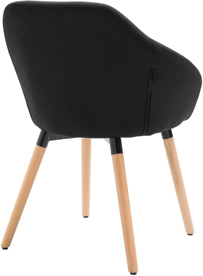 4-Piece Black Fabric Dining Chairs Set Solid Wood Frame Matte Finish Indoor Seating for Dining Room Kitchen Living Room