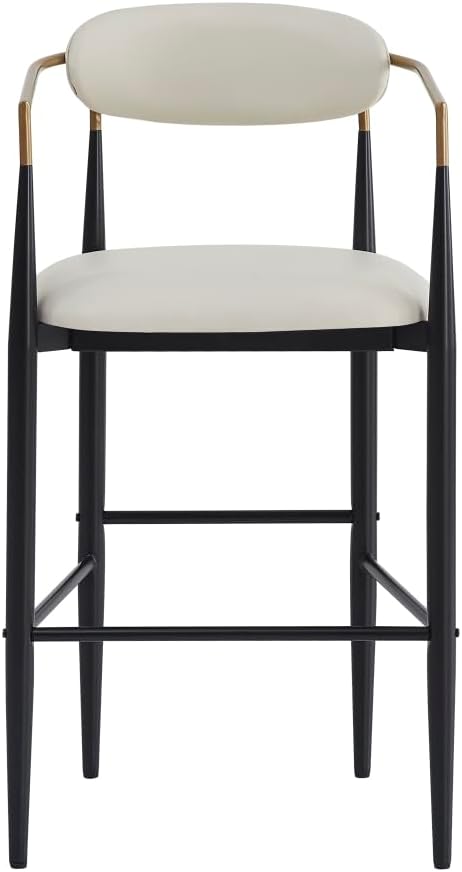 Upholstered Bar Stools with Back for Kitchen Island and Home Bar, 29.75 Inch Seat Height with Water-Resistant PU Leather and Iron Frame