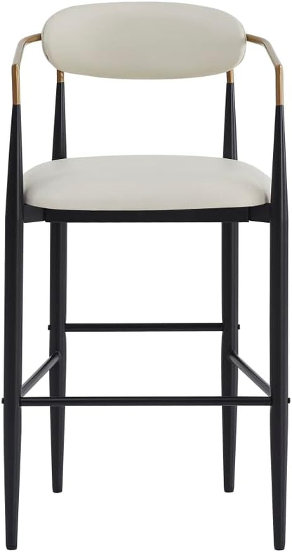Upholstered Bar Stools with Back for Kitchen Island and Home Bar, 29.75 Inch Seat Height with Water-Resistant PU Leather and Iron Frame