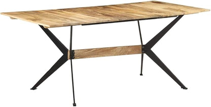Industrial Dining Table Brown 70.9x35.4x29.9 inches Solid Mango Wood Top with Powder-Coated Steel Frame for Kitchen Dining Room Gatherings up to 6