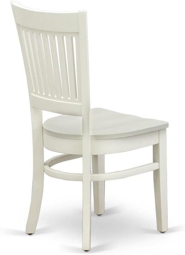 East West Furniture VAC-LWH-W Vancouver Dining Chairs - Slat Back Wood Seat Kitchen Chairs, Set of 2, Linen White