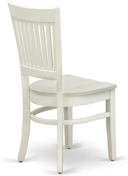East West Furniture VAC-LWH-W Vancouver Dining Chairs - Slat Back Wood Seat Kitchen Chairs, Set of 2, Linen White