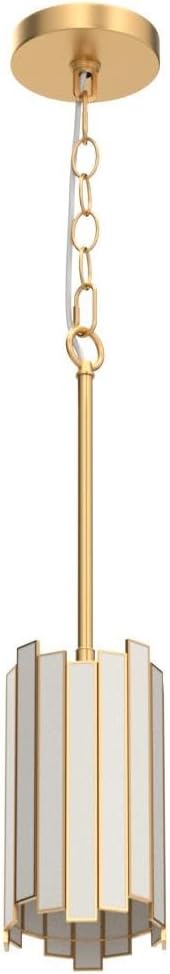 Optimant Lighting Gold Pendant Lighting, Modern Glass Cylinder Hanging Light Fixture for Kitchen Island, Hallway, Foyer, Bedroom and Dining Room