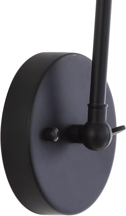 JONATHAN Y 7" Black/Brass Gold Classic Industrial Metal Adjustable Arm LED Wall Sconce for Bedside Reading, Farmhouse Swing Arm Wall Lamp with Metal Shade, Hardwired (JYL7462A-SET2)