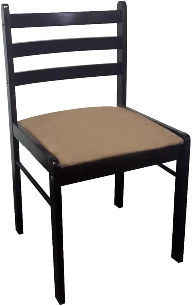 Solid Rubber Wood Dining Chairs Set of 4 Brown Square Indoor Furniture with Polyester Cushion Comfortable Classic Rustic Design for Kitchen Dining Room