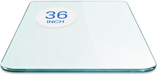 Dulles Glass 36 inch Square Glass Table Top - Tempered - 3/8" Thick Glass Surface, Safe Pencil Edge, Radius Corners, Multipurpose for Dining Table, Patio, Coffee and End Table